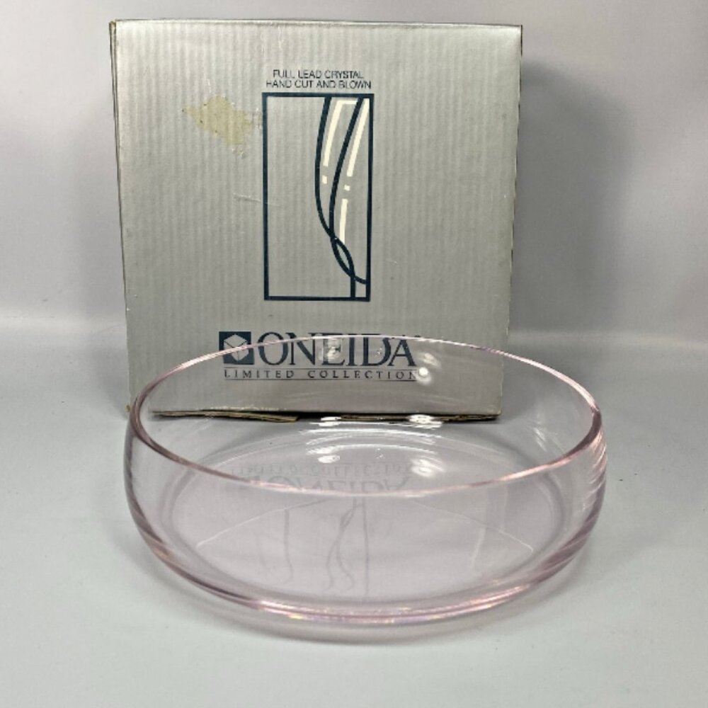 Oneida Limited Collection Pink 6' Bowl Full Lead Crystal Hand Cut & Blown - VTG